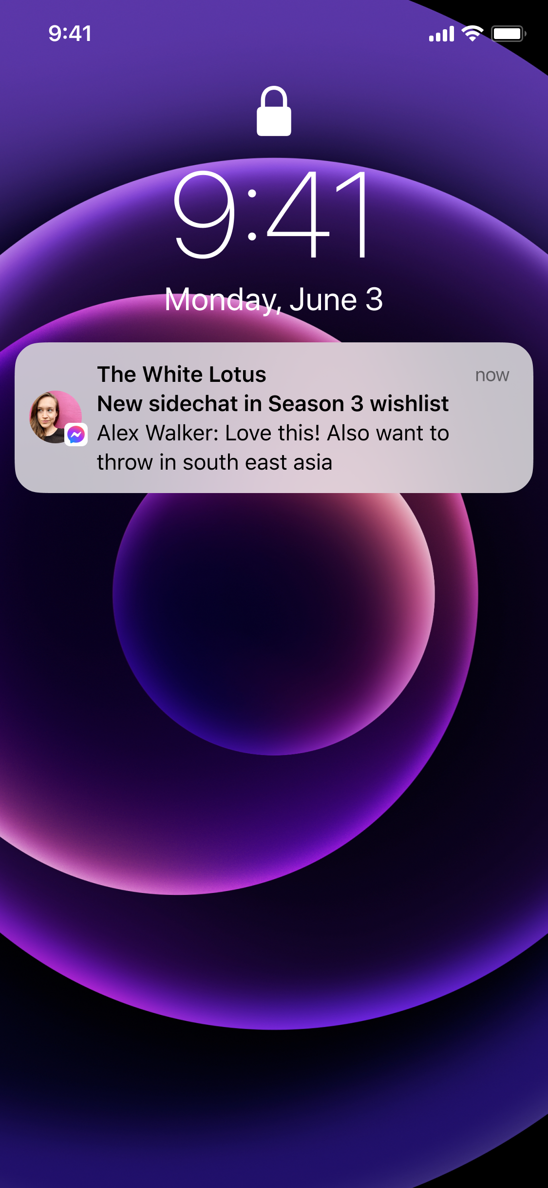 Sidechat push notification on lock screen